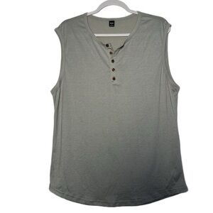 MANFINITY Men's‎ Sleeveless Gray Henley Top Shirt stylish with buttons L NWOT
